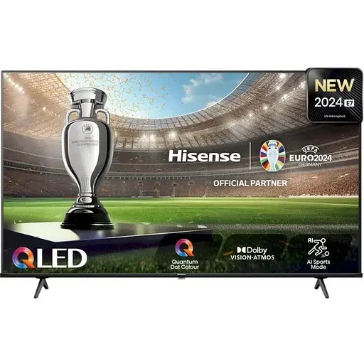 Телевізор 55" Hisense 55E7NQ, чорний, QLED, 3840х2160, 60 Гц, Smart TV, DVB-T2/S2/C, 3xHDMI, 2xUSB, Vesa 200x400 - фото 1