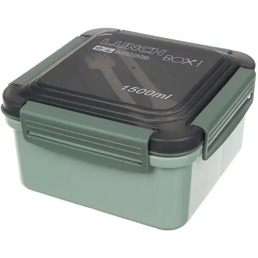Ланч-бокс Laprida з вилкою та ложкою 1500 мл зелений (64-21-1707)