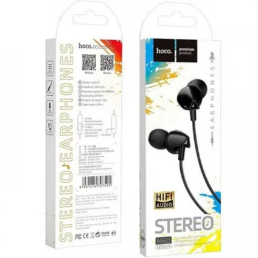 Проводные наушники Hoco M60 Perfect Sound, 3.5mm, 1.2m, Чёрный - фото 4