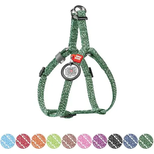 Шлейка для кошек и мелких пород собак Waudog Re-cotton из восстановленного хлопка и QR-паспортом, светоотражающая - фото 2