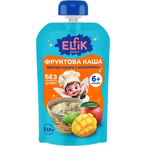 Уцінка. Фруктова каша Elfik Magic Яблуко-Манго-Мультизлак 1980 г (18 шт. x 110 г) - фото 2