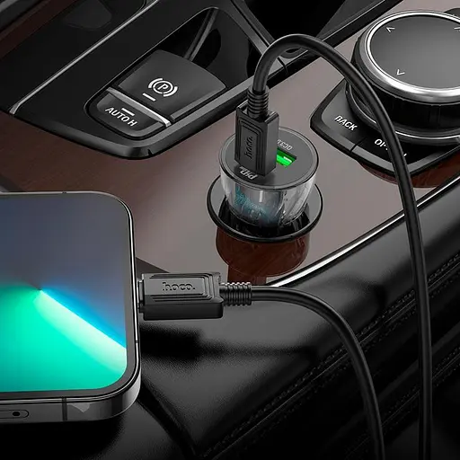 Адаптер автомобильный HOCO Type-C to Lightning CableTransparent Discovery Edition dual port Z47A - фото 4