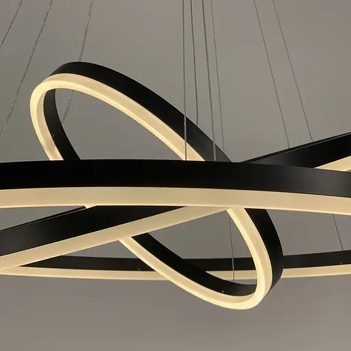 LED люстра на три кольца в черном каркасе 60+40+20 см Ст. G 68-600+400+200 BK Line F - фото 6