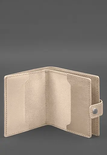 Кожаная обложка-портмоне для военного билета офицера запаса (широкий документ) Светло-бежевый - фото 3
