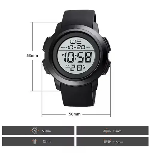 Спортивний чоловічий годинник Skmei 1719 (Чорний з білим) - фото 6