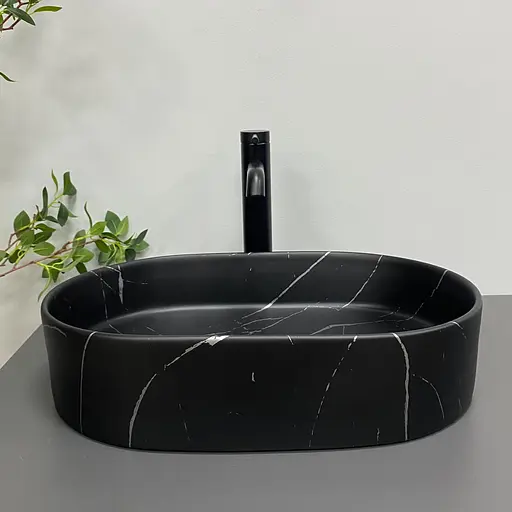 Умивальник VBI Verona 50 black marmo matt накладний VBI-011328, Чорний матовий - фото 2