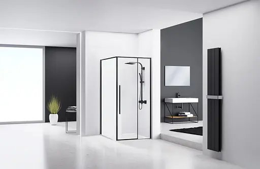 Душова кабіна Rea Solar 90x90 black REA-K6412, Чорний матовий, Універсальна, прозорий - фото 2