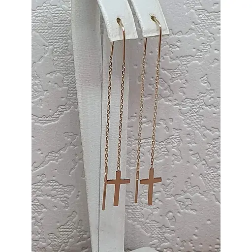 Золотые серьги-протяжки Вселенная Крестики. 22010700 - фото 3