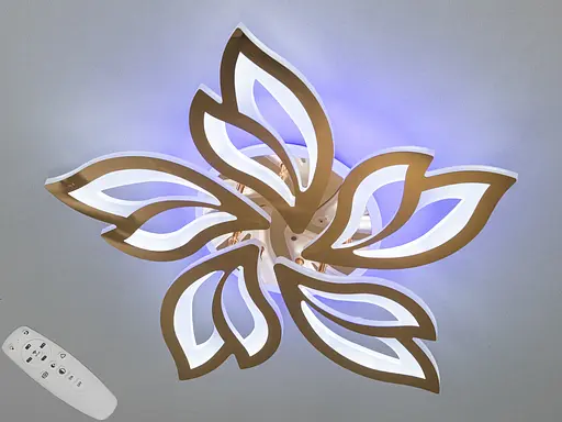 Стельова світлодіодна люстра з пультом, підсвіткою, 80W, золото - фото 1