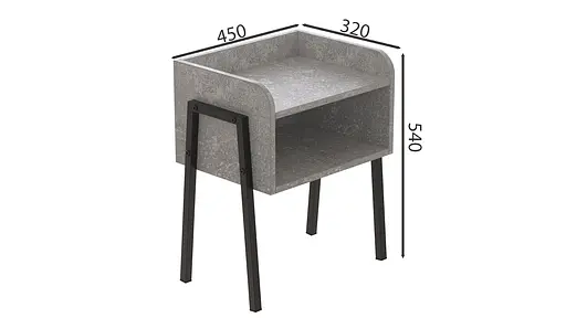 Тумба модульна Ferrum-decor Джузі 540x450x320 метал Чорний ДСП Бетон 16 мм (FRD-102974) - фото 3