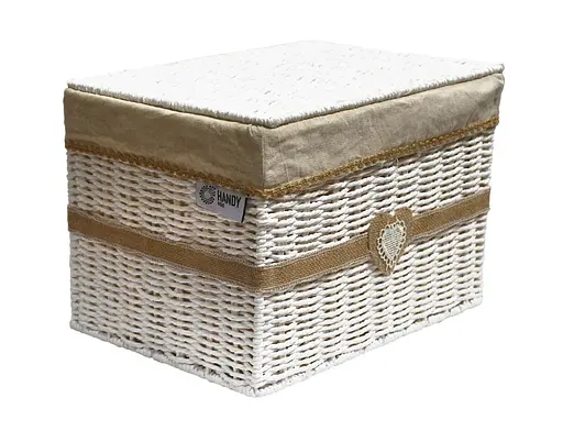 Кошик стелажний Handy Home Серце, з кришкою, 37х27х25 см, бежевий з білим (EW-89 L) - фото 2