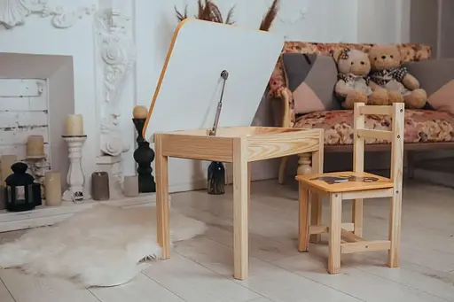 Дитячий письмовий столик та стільчик (з ящиком) для малювання та навчання (Зайчик) - фото 6