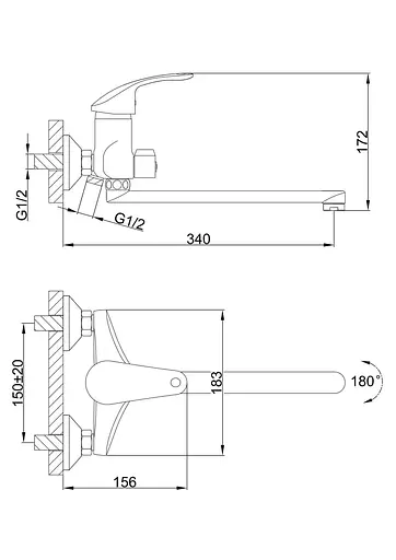 Смеситель для ванны длинный гусак Ø40 Frap 1/10 F22021 Хром - фото 2