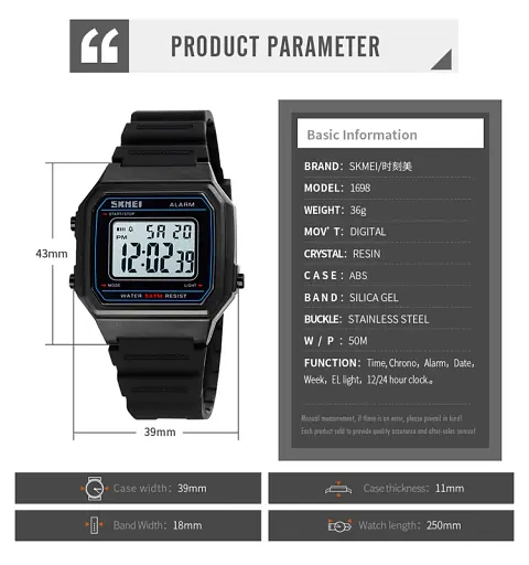 Наручний годинник Skmei 1698 Black White, 1698BKWT (18605) - фото 4