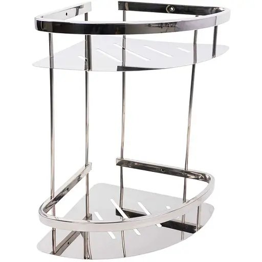 Полочка в ванную комнату Platinum 2203-2b-9 Gb на 2 яруса (полированная SUS 304), Нержавеющая сталь - фото 1