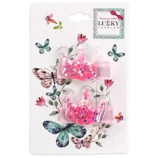 Детские заколки для волос Корона Lukky T18456 Pink