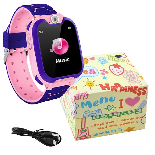 Подарунковий дитячий розумний смарт-годинник Smart Baby Watch Q12 (В-5) з SIM-картою кнопкою SOS камерою і GPS Рожевий - фото 7
