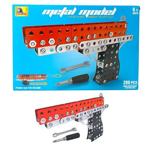 Конструктор Метал Пістолет, інструменти, резинки, 200-210 деталей, (В асортименті)