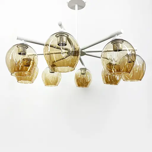 Стельова люстра на 8 плафонів в білому корпусі Line.F K 149/8 WT+BR - фото 1