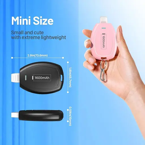 Портативное зарядное устройство-брелок Huaeng Mini Power Emergency Pod для iPhone, 1600 мАч 2 шт. - фото 4