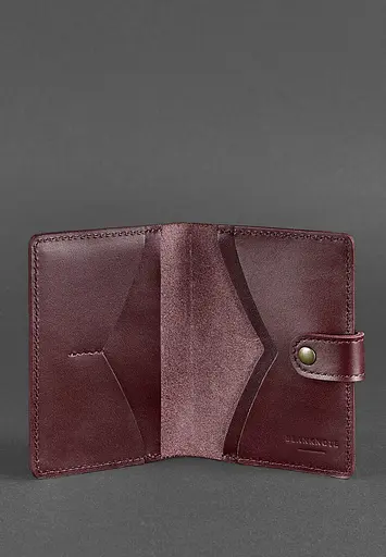 Шкіряна обкладинка для паспорта 3.0 бордова - фото 4