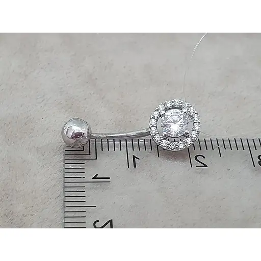 Серебряная серьга для пирсинга пупка з фианитами. 7032.1С - фото 4