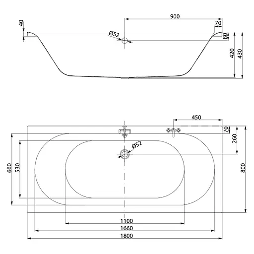 Ванна акрилова Cersant Cty 180x80 з ніжками S301-337 Білий - фото 3
