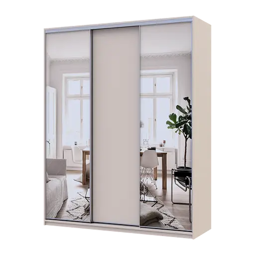 Шкаф купе Doros Сити Лайт Кашемир 1 ДСП/2 зеркала 180х60х225 (80736368)