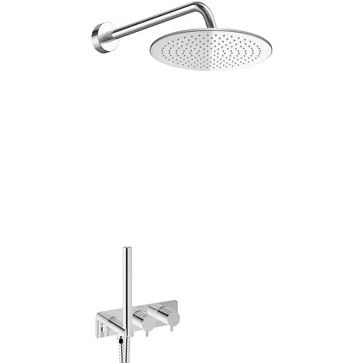 Душова система Kohlman Axel 25 chrome з термостатом + BOX прихованого монтажу KPL-QW265A25, Хром - фото 1