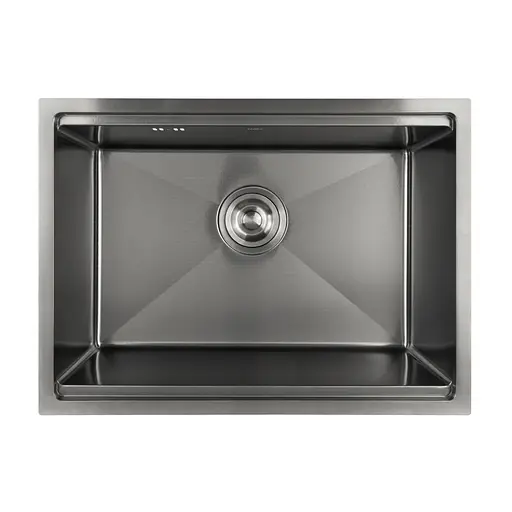 Кухонна мийка чорна під стільницю декорована з покриттям PVD Nett NBS-5742., Чорний - фото 1