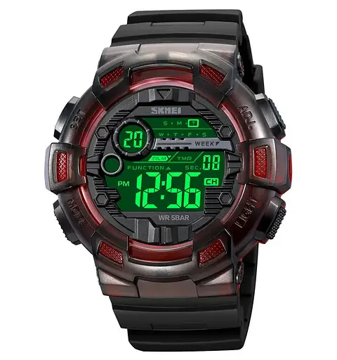 Годинник чоловічий спортивний наручний Skmei 2110 (Чорний з червоним) - фото 3