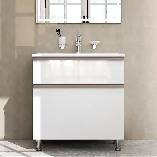 Тумба з умивальником AM.PM X-Joy підлогова 80 см 2 ящики білий MTA-FSX0802WG-WCC0802WG Білий - фото 6