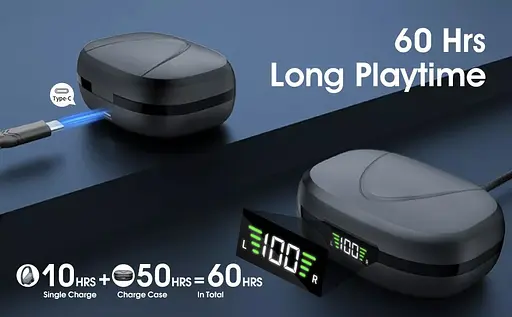 Бездротові спортивні Bluetooth навушники TWS BX17, водонепроникні, з індикатором заряду Чорні - фото 9