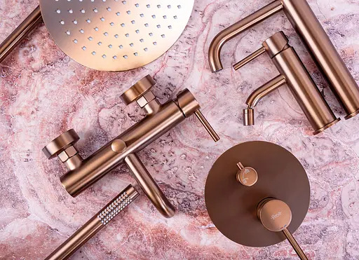 Душова система Rea Lungo brushed copper + BOX прихованого монтажу REA-P8809, Теплий захід сонця - фото 6