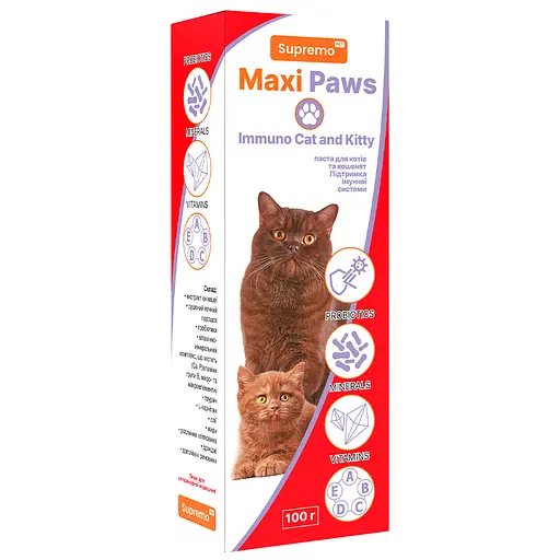 Фитопаста Supremo Maxi Paws для иммунитета котят и взрослых кошек 100 г - фото 1