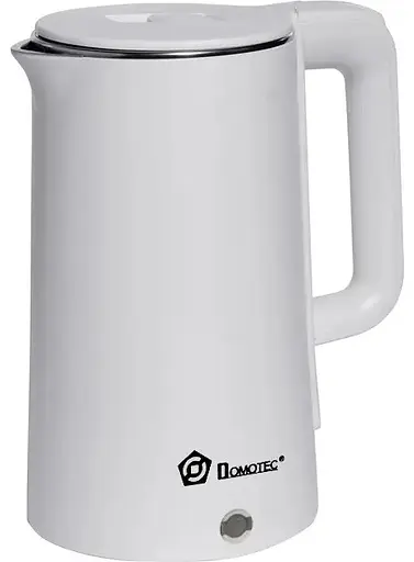 Электрочайник Domotec MS-5028 1500Вт Нержавеющая сталь/Пластик дисковый чайник 2л Автоотключение Белый - фото 1