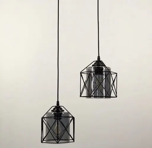 Світильник підвісний в чорному корпусі з скляним плафоном | Line F | Арт. 11770/1 BK - фото 4