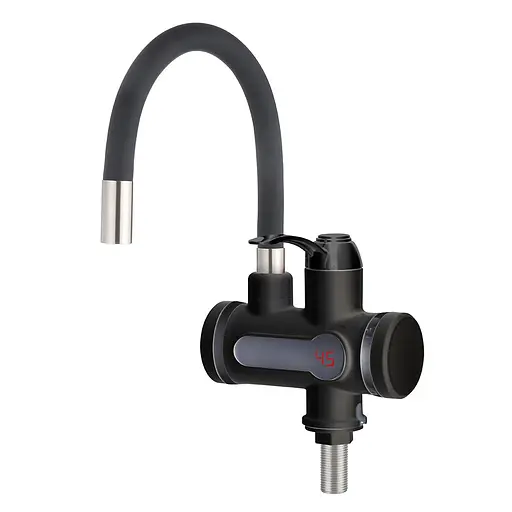 Проточный водонагреватель для кухни гибкий излив датчик температуры 3,0 кВт черный Wezer SDR-G15T-Black - фото 1