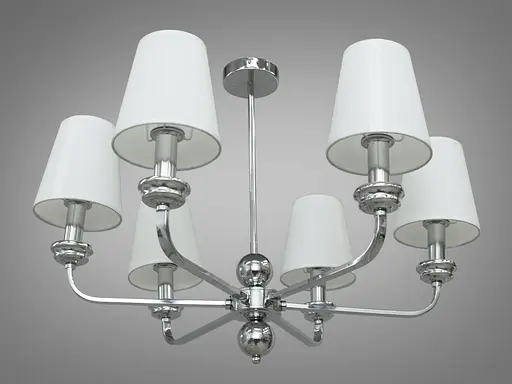 Изысканная, современная люстра с абажурами на 6 ламп, цвет-хром - фото 1