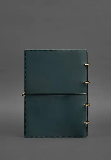 Шкіряний блокнот А4 на кільцях (Софт-бук) 9.0 в м'якій обкладинці зелений Краст - фото 6