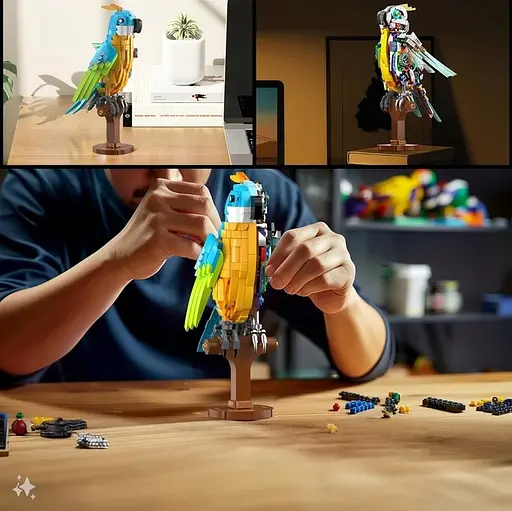 Конструктор папуга MJI механічний двосторонній живий світ 686 деталей - фото 7