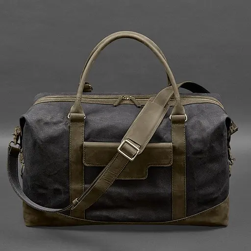 Дорожная сумка из конваса и натуральной кожи Crazy Horse темно-коричневая - фото 10