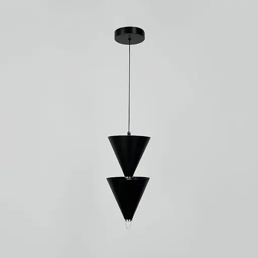 Чорний підвісний світильник із подвійним конусним дизайном Ø 17х40 см | Line F | Арт. MJ347/2 BK - фото 7