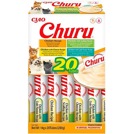 Ласощі для котів Inaba Churu Різновиди курки вершковий мус в стіках 4 шт. x 14 г