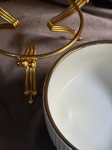 Керамическое блюдо 1568 G для сервировки с декоративной подставкой 16 см - фото 2