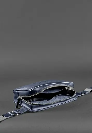 Шкіряна поясна сумка Dropbag Maxi темно-синя - фото 7