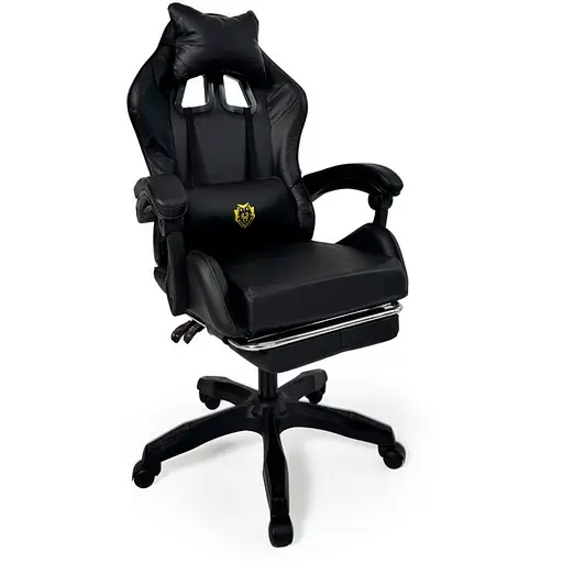 Геймерское кресло Primaveo с эргономичными подушками и выдвижной подставкой для ног черное