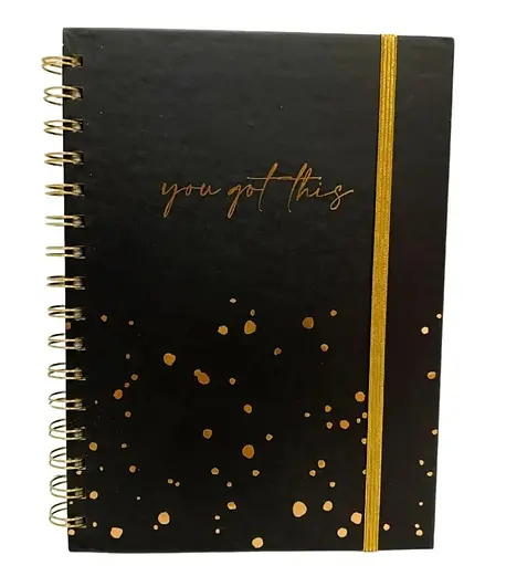 Блокнот, А5, на спіралі та гумці, картонна обкладинка з фольгою, 100 аркушів, клітинка, 5226