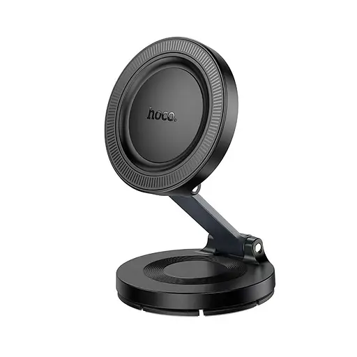 Автотримач для телефона HOCO H61 Show folding ring magnetic car holder (dashboard) Black Metal Gray - фото 1