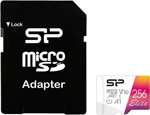 Карта памяти Silicon Power microSDXC (UHS-1 U1) SiliconPower Elite Color 256Gb class 10 A1 V10 (adapter SD) (SP256GBSTXBV1V20SP) - фото 1